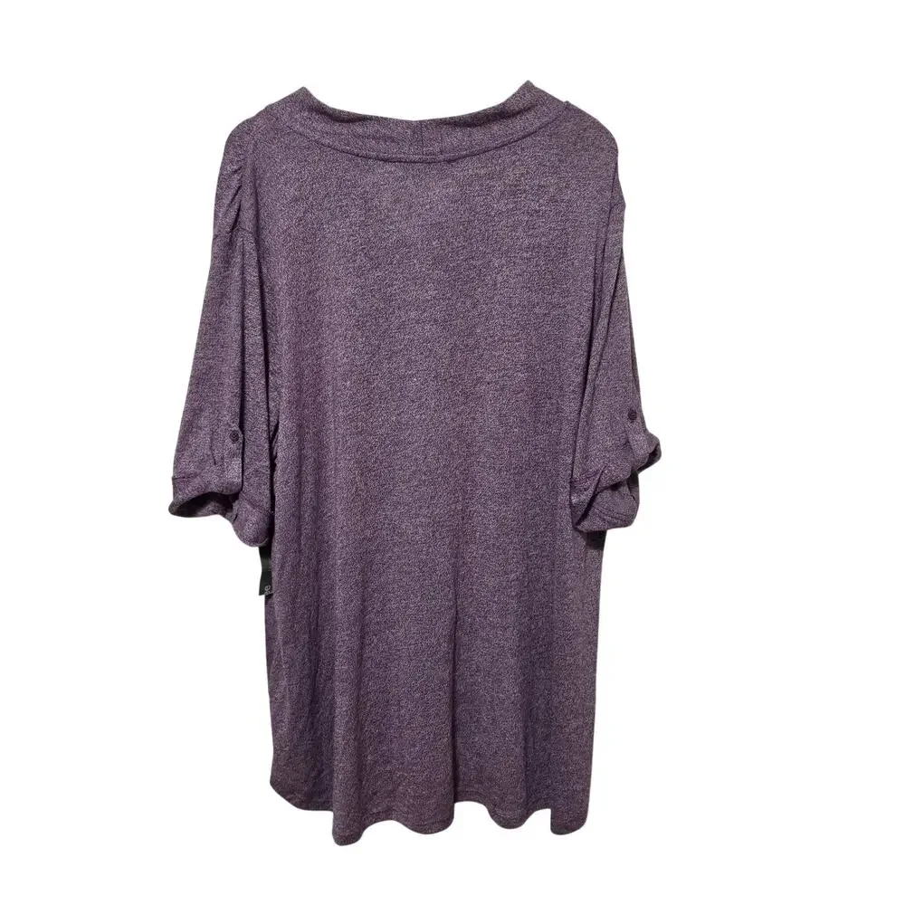 Lee Riders Shirt Sleeve Lightweight Sweater Women’s Size 3X Heather Purple NWT
